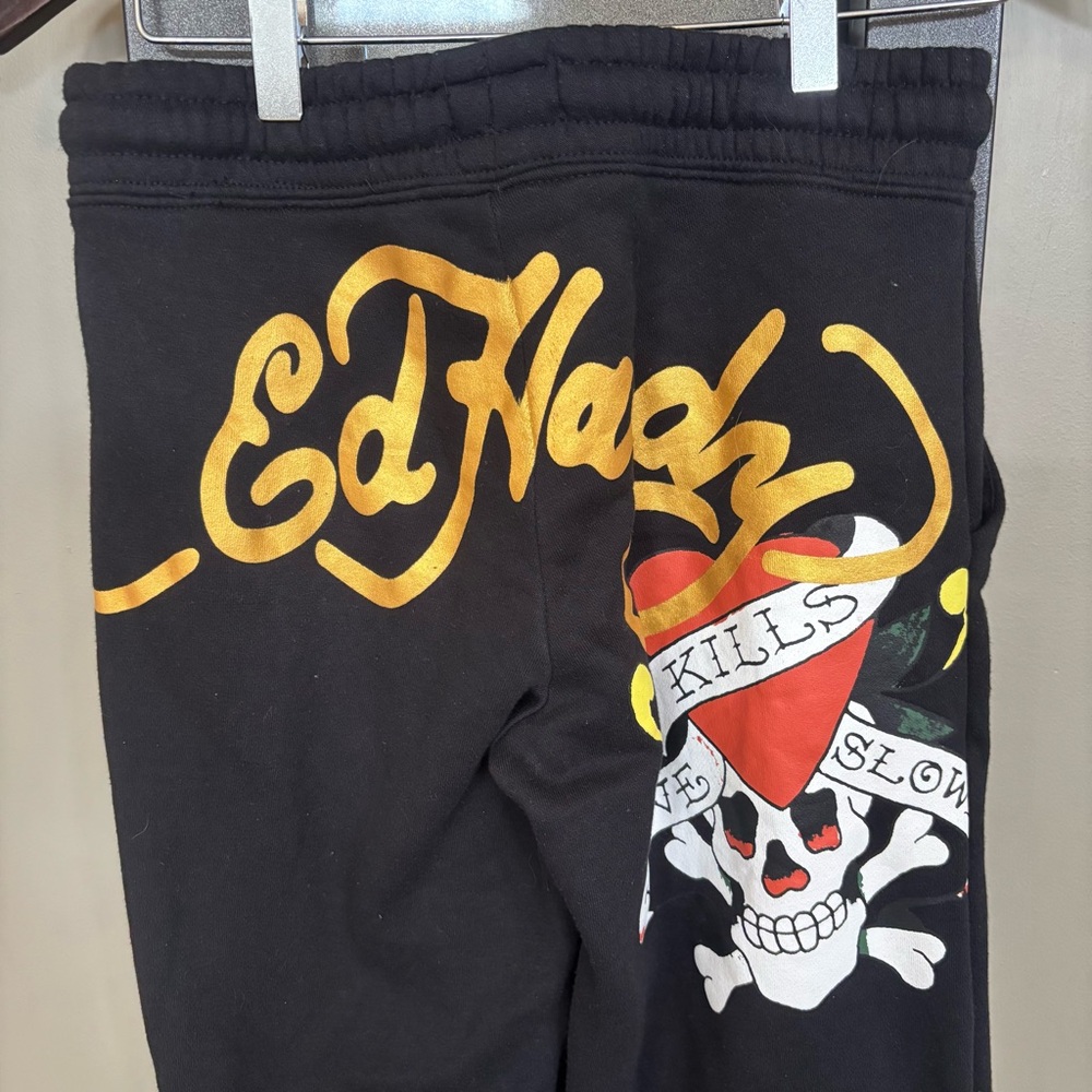 Ed Hardy Love Kills Slowly Matching Set Hoodie & Sweatpants Y2K Black Size S - Picture 9 of 11